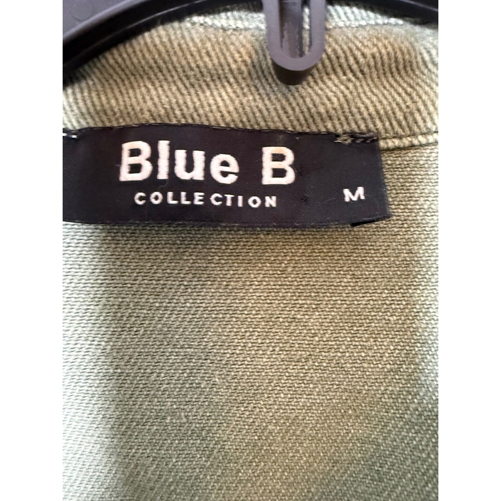 Blue B Collection Sage Green Smiley Face Butterfly Frayed Denim‎ Shacket   M - Picture 3 of 10